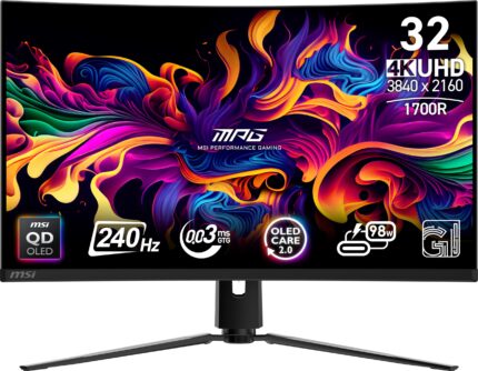 msi MPG 321CURX QD-OLED 32" 3840 x 2160 (UHD), Monitor de computadora, 240Hz, sincronización adaptativa, HDMI, Puerto DP, Montaje VESA, inclinación, Altavoz, 0,03 ms, Negro_0