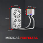Enfriamiento Liquido Balam Rush Cryo Prism 240 Ice 120mm Argb 4 Pines Pwm 1800 Rpm Tdp 270w Lga1851 Am5 Caratulas Intercambiables + Display De Temperatura Blanco Br-944052_4