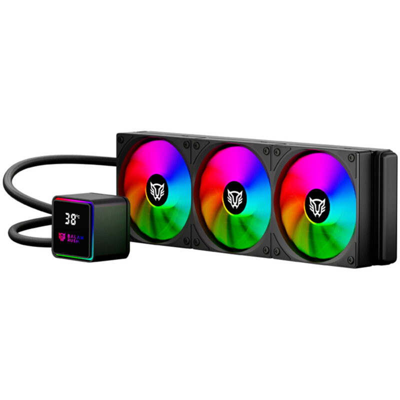 Enfriamiento Liquido Balam Rush Cryo Prism 360 Black 120mm Argb 4 Pines Pwm 1800 Rpm Tdp 300w Lga1851 Am5 Caratulas Intercambiables + Display De Temperatura Negro Br-944069_1