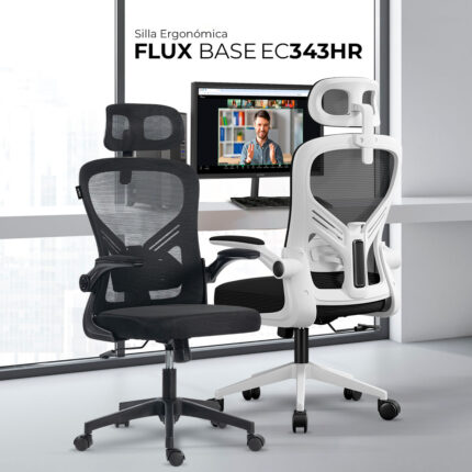 Silla De Oficina Flux Base Ec343hr Hasta 100 Kg Inclin 120° Marco Negro Malla_1