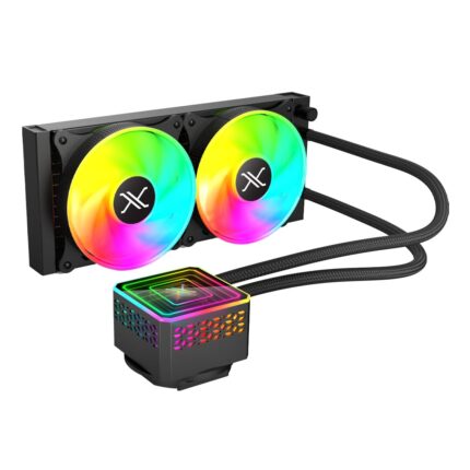 XZEAL Enfriamiento Liquido Xzeal 240mm Cuadrado XZ412 para CPU 2Fanx120mm ARGB 3 pines + PWM 4 pines + Seguro para INTEL/AMD Negro_0