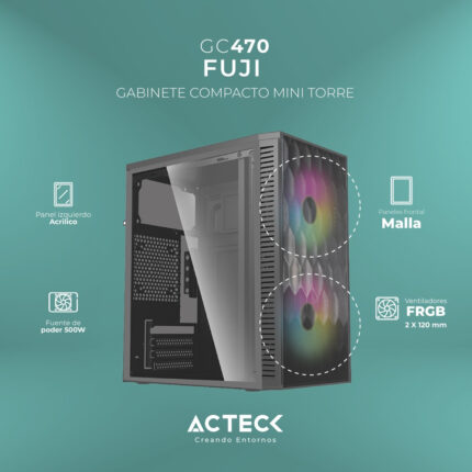 Gabinete Acteck Fuji Gc470 Mini Torre Negro 500w_1