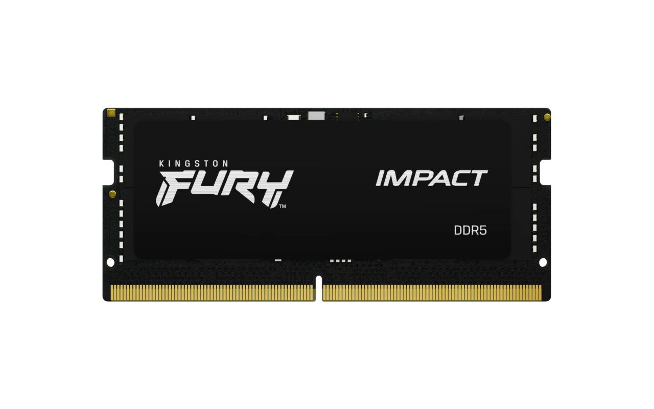 Kingston Fury Impact DDR5, Memoria Gamer para Laptop, Capacidad: 16GB, Frecuencia: 4800MT/s, Latencia: CL 38, Factor de Forma: SODIMM 262-Pin, Color: Negro, Numero de Parte: KF548S38IB-16_0