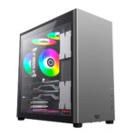 Balam Rush Gabinete Gamer Media Torre Eris Special GM985 / MAX MB ATX / 1xUSB 3.0 + 1x USB TipoC/Laterales Cristal + Frente Solido + Full Color Box/Gris_0