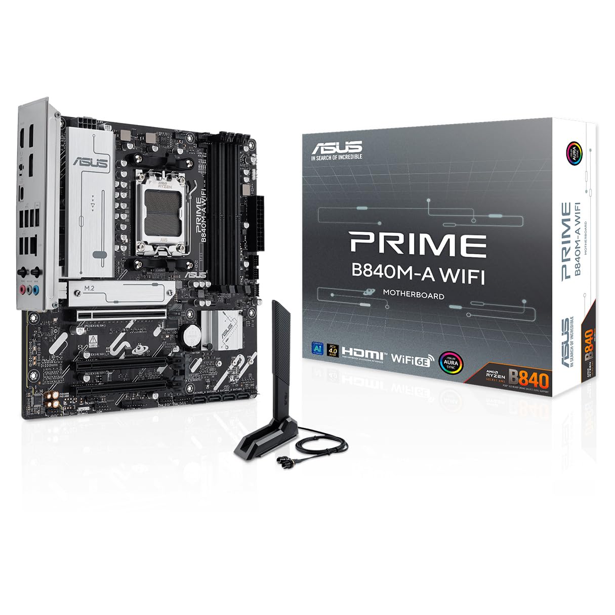 ASUS Tarjeta Madre Prime B840M-A WiFi AM5 4X DDR5 3X M.2 PCle 4.0 USB-C WiFi 6E BT 5.3 Micro ATX_0 ASUS Tarjeta Madre Prime B840M-A WiFi AM5 4X DDR5 3X M.2 PCle 4.0 USB-C WiFi 6E BT 5.3 Micro ATX_0