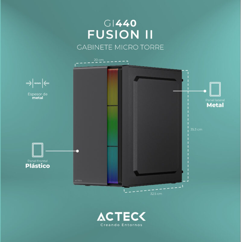 Gabinete Acteck Fusion Ii Gi440 Fuente 500w Mini Torre Negro_1