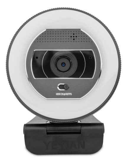 Yeyian Webcam Stream Flexcam, 2k 2560 X 1440 Píxeles, Hdr, Micrófono, Luz Led 3 Temperaturas, Control Remoto, Soporte 3d Usb, Para Transmisión En Vivo, Conferencia, Videollamada, Juego Negro_1