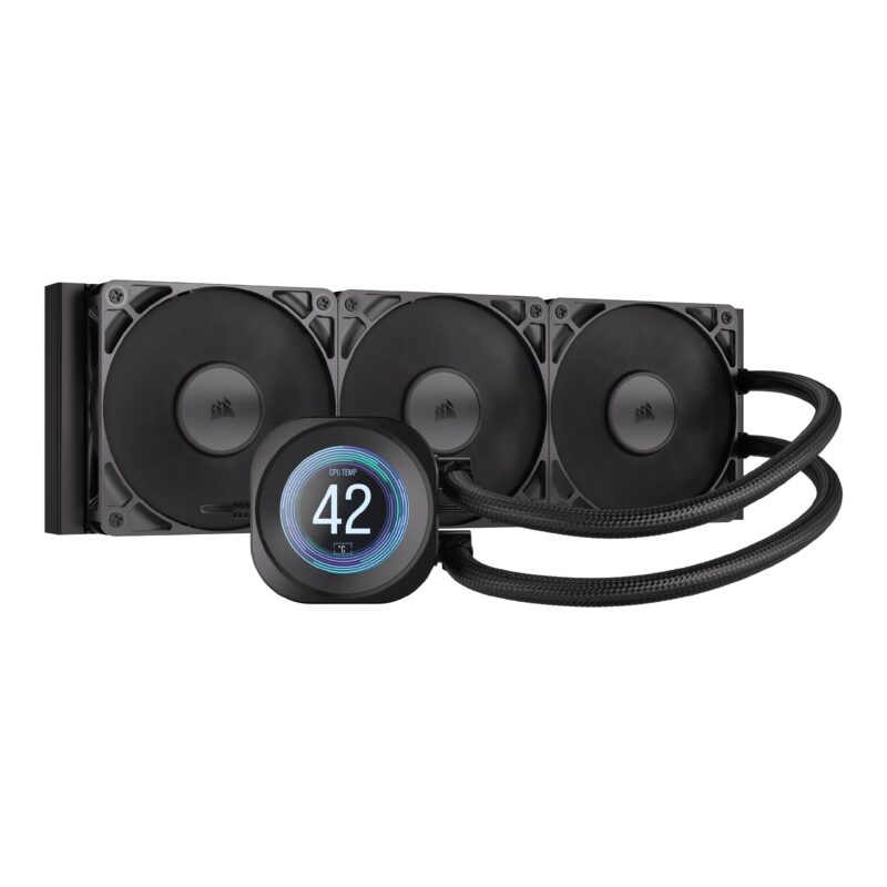CORSAIR NAUTILUS 360 RS LCD RefrigeraciÃ³n lÃ­quida de CPU â Pantalla LCD IPS de 2,1",360mm AIO, Bajo Ruido, Daisy-Chain, Intel LGA 1851/1700, AMD AM5/AM4 â Incluye 3 Ventiladores RS120 â Negro_0