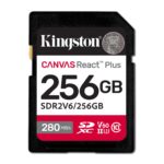 Kingston Tarjeta De Memoria SD, Canvas React Plus V60, Capacidad: 256GB, 4K, Clase 10, UHS-II, U3, V60, Lectura: 280MB/s y Escritura: 150MB/s, SKU: SDR2V6/256GB_0