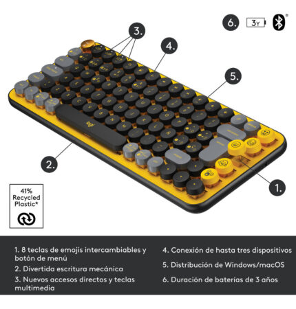 Teclado Logitech Pop Blast Bluetooth Español Latinoamérica_0