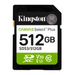Kingston Tarjeta De Memoria SD, Canvas Select Plus Gen3, Capacidad: 512GB, Full HD, Clase 10, UHS-I, U3, V30, Lectura: 150MB/s, SKU: SDS3/512GB_0