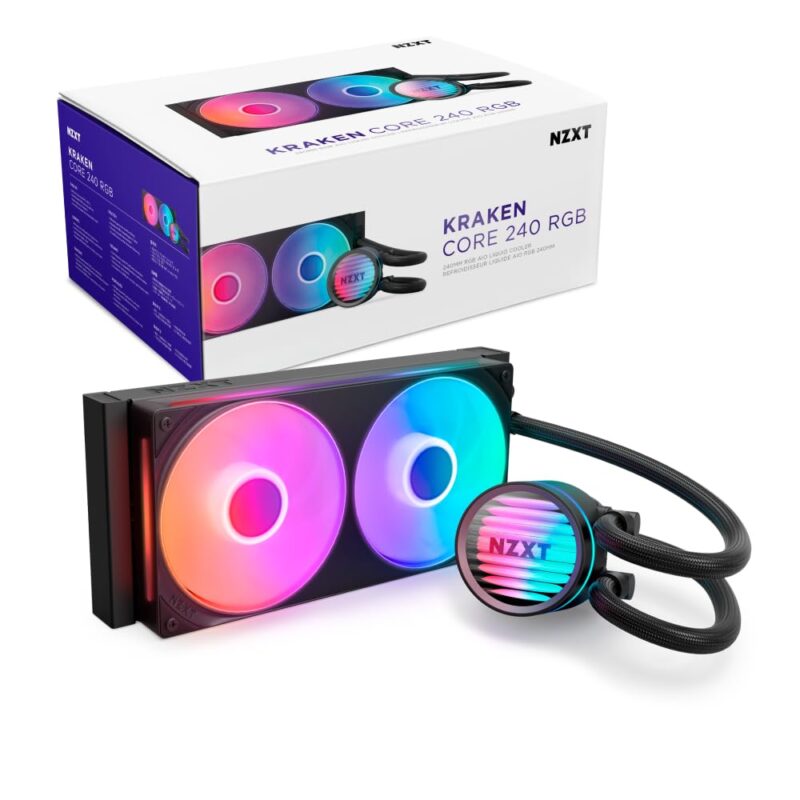 NZXT Kraken Core 240 RGB - AIO CPU Liquid Cooler - 240 mm Radiator - 240 mm Single-Frame Fan - Compatible with IntelÂ® LGA 1851/1700/1200/115X & AMDÂ® AM5/AM4 - Black_0