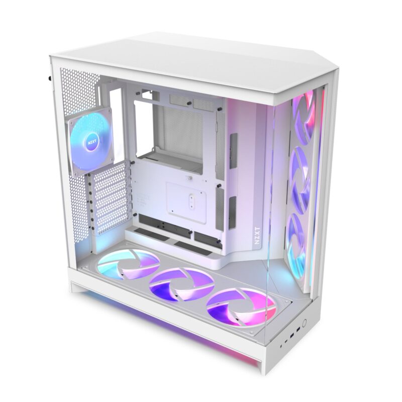 Gabinete NZXT H9 Flow 2 RGB Blanco  ATX, Cristal Templado, Iluminación RGB, USB 3.2 Tipo A y C, Ideal para Builds Premium_0