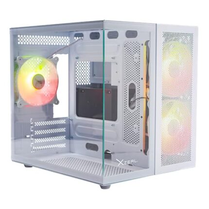Gabinete Xzeal Panzer Cubo M-ATX/ITX Blanco 3 Ventiladores ARGB_0