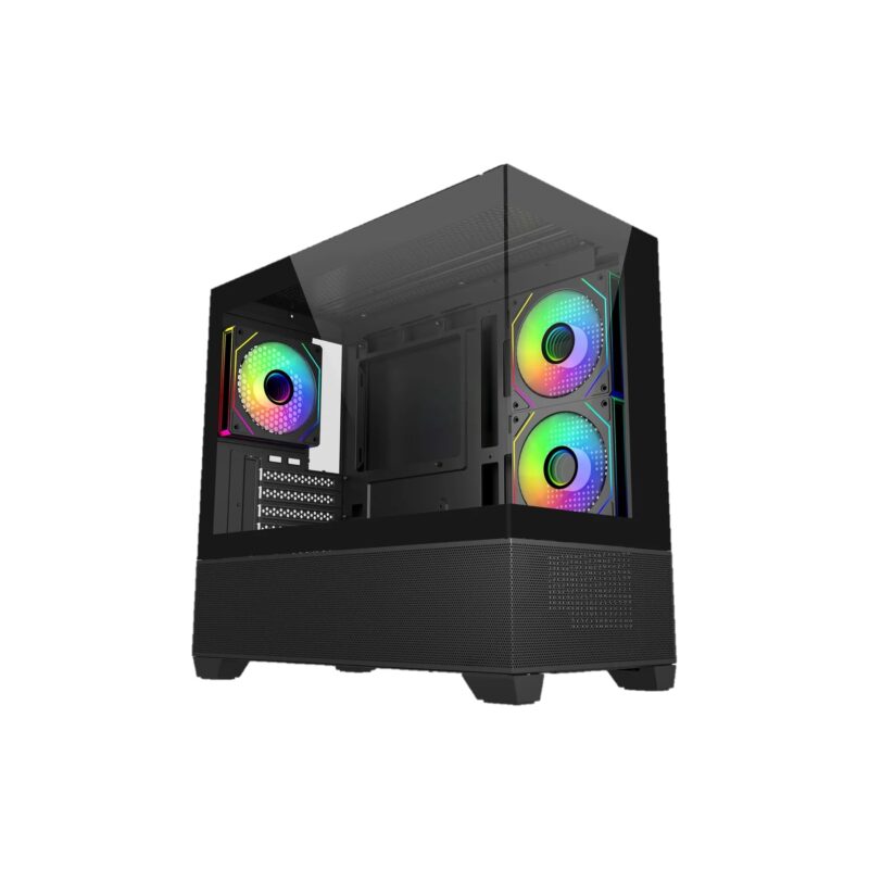 Cooler Master Gabinete Elite 490, Micro ATX/ITX, Cristal Templado, 1x USB-C, 2X USB 3.0, 3 Ventiladores, Negro_0