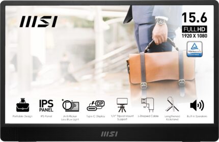 MSI Pro MP161 E2 Monitor portÃ¡til, 15.6 pulgadas FHD IPS 1080p, USB tipo C, Mini-HDMI, altavoces integrados, perfecto para PC, Mac, PS5, PS4, Xbox, mÃ³vil, gris metal_0