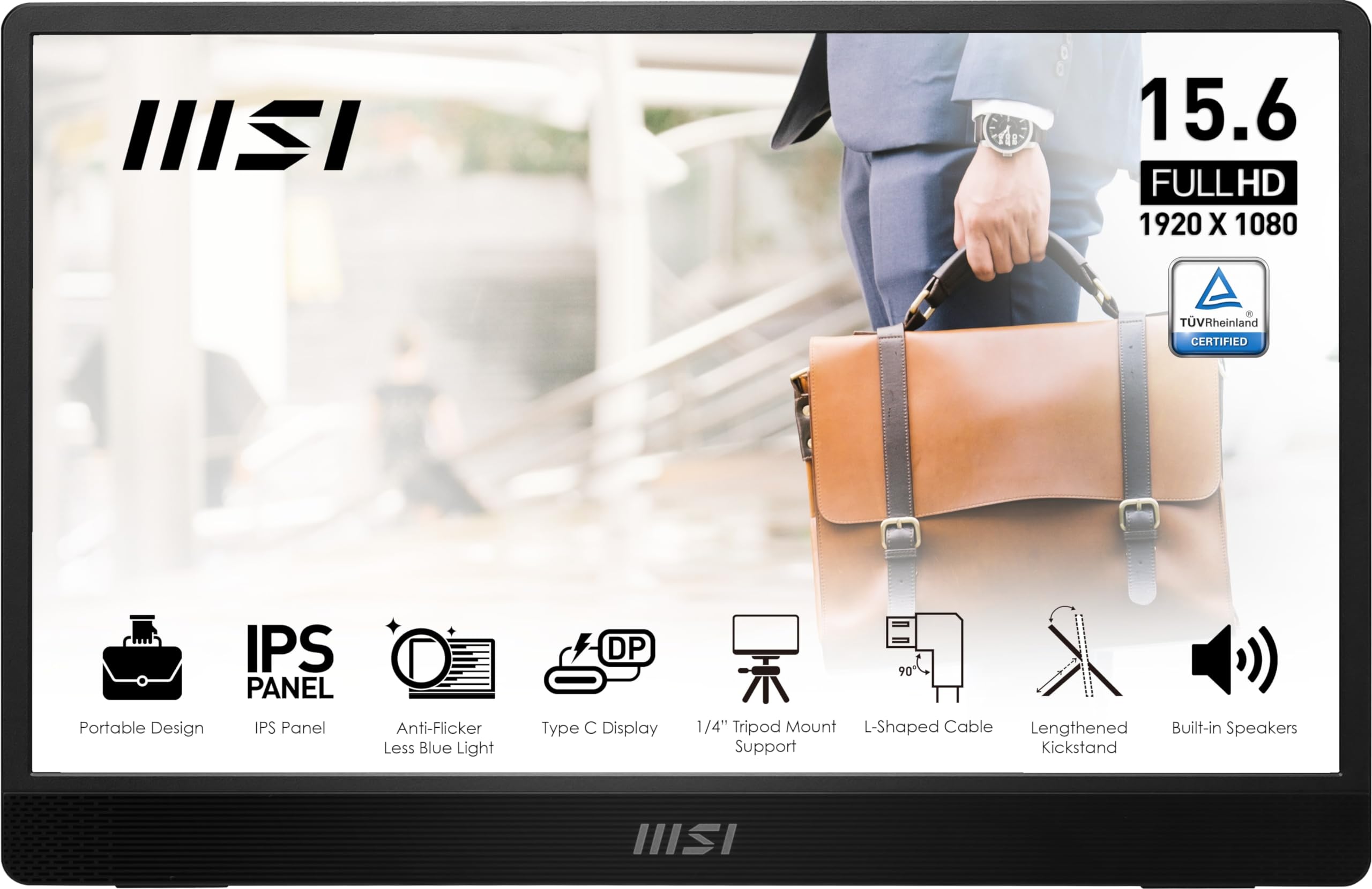MSI Pro MP161 E2 Monitor portátil, 15.6 pulgadas FHD IPS 1080p, USB tipo C, Mini-HDMI, altavoces integrados, perfecto para PC, Mac, PS5, PS4, Xbox, móvil, gris metal_0 MSI Pro MP161 E2 Monitor portátil, 15.6 pulgadas FHD IPS 1080p, USB tipo C, Mini-HDMI, altavoces integrados, perfecto para PC, Mac, PS5, PS4, Xbox, móvil, gris metal_0