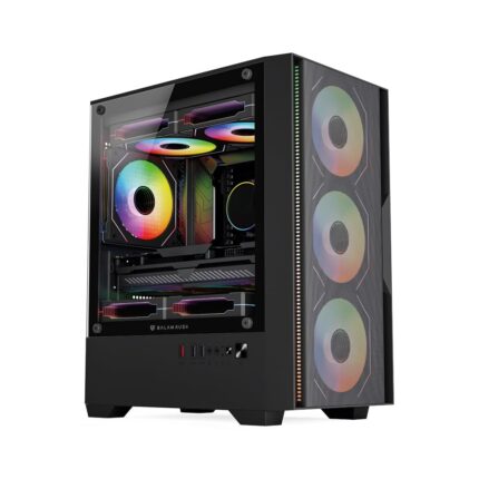 Balam Rush Nitrox Edge Pro Gabinete Gamer Compact Mini Torre, Panel de Cristal, 4 Ventiladores ARGB 120mm, Puerto USB 3.0, Malla Frontal, Negro, Compatible con M-ATX_0