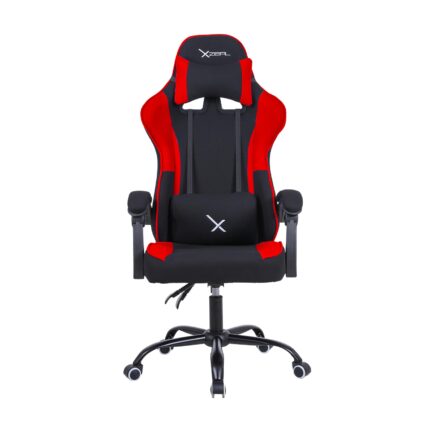 Silla Gamer Color Negro-Rojo Tela Foam Alta Densidad Respaldo de Inclinacion de 140Âª Piston Clase 3 soporta 115kg Ergonomica Base Metalica de Acero Xzeal_0