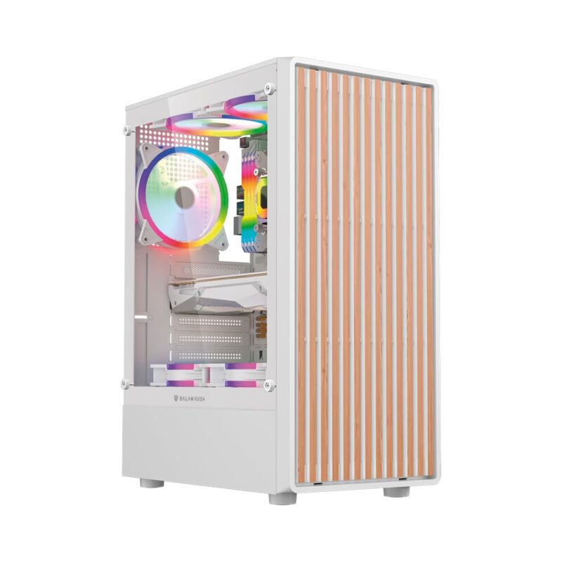 Balam Rush Acteck Gabinete Gamer Dragonfly GM580, Media Torre ATX, Negro, Panel Lateral de Cristal, 4 Ventiladores ARGB de 120mm, Frontal Tipo Madera, 38.5x10.3x32.5 cm (Blanco)_0