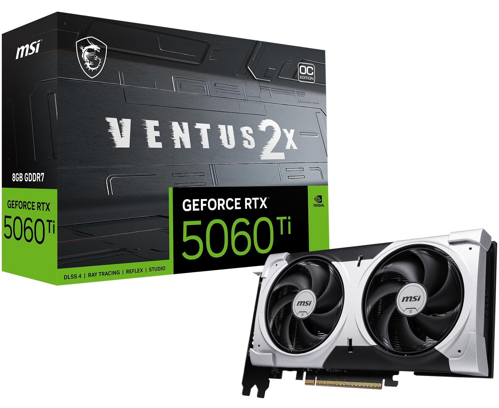 MSI Gaming RTX 5060 Ti 8G Ventus 2X OC Plus Tarjeta gráfica (8GB GDDR7, TBA-bit, Rendimiento Extremo: TBA MHz, DisplayPort x3 2.1a, HDMI 2.1b, NVIDIA Blackwell Architecture)_0 MSI Gaming RTX 5060 Ti 8G Ventus 2X OC Plus Tarjeta gráfica (8GB GDDR7, TBA-bit, Rendimiento Extremo: TBA MHz, DisplayPort x3 2.1a, HDMI 2.1b, NVIDIA Blackwell Architecture)_0