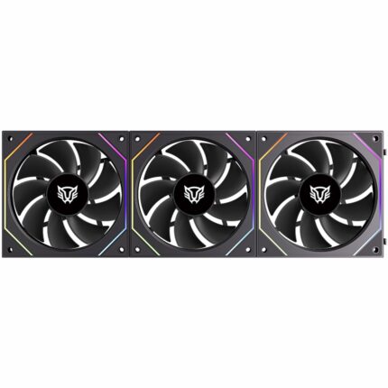 BALAM RUSH Kit 3 Ventiladores Gamer EOLOX LINK EXL95 120mm ARGB DiseÃ±o Cuadrado Daisy-Chain PWM 4 pin + Aura 1800RPM Negro BR-942089_0