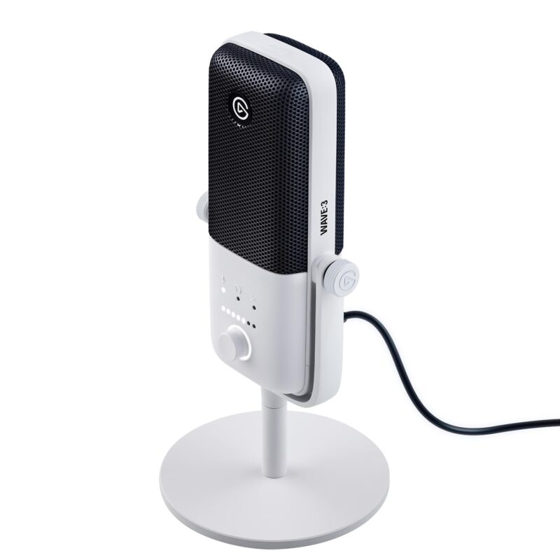Elgato Wave:3 White - MicrÃ³fono Condensador USB Profesional prÃ©mium para Streaming, Podcast, Juegos, Oficina, casa, Software Mezclador Gratis, plugins de Efectos, antidistorsiÃ³n, Plug n Play, Mac, PC_0