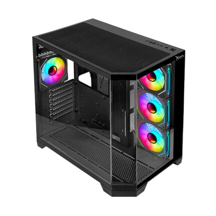 Gabinete Gamer Mid Tower ATX Negro Panel de Vidrio Templado + 4 Ventiladores 120mm RGB Compatibilidad con Enfriamento Liquido Xzeal_0