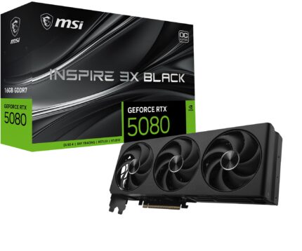msi Gaming RTX 5080 16G Inspire 3X OC Tarjeta grÃ¡fica Negra (16 GB GDDR7, 256 bits, Extreme Clock 2655 MHz, DisplayPort x 3 2.1a, HDMI 2.1b, NVIDIA Blackwell Architecture)_0