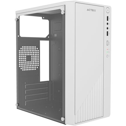 Gabinete Compacto Mini Torre Kioto GC220 / MAX MB M-ATX/Fuente ATX 500 W / 2X USB 2.0 / Panel Izq Acrilico + Frente Solido/Blanco_0