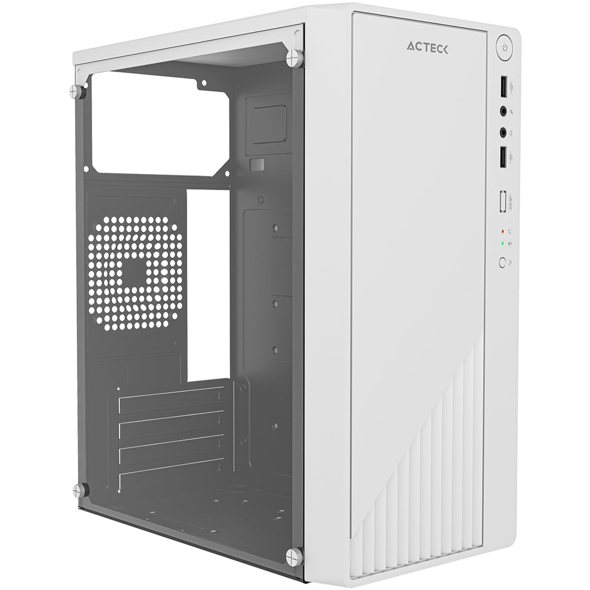Gabinete Compacto Mini Torre Kioto GC220 / MAX MB M-ATX/Fuente ATX 500 W / 2X USB 2.0 / Panel Izq Acrilico + Frente Solido/Blanco_0 Gabinete Compacto Mini Torre Kioto GC220 / MAX MB M-ATX/Fuente ATX 500 W / 2X USB 2.0 / Panel Izq Acrilico + Frente Solido/Blanco_0