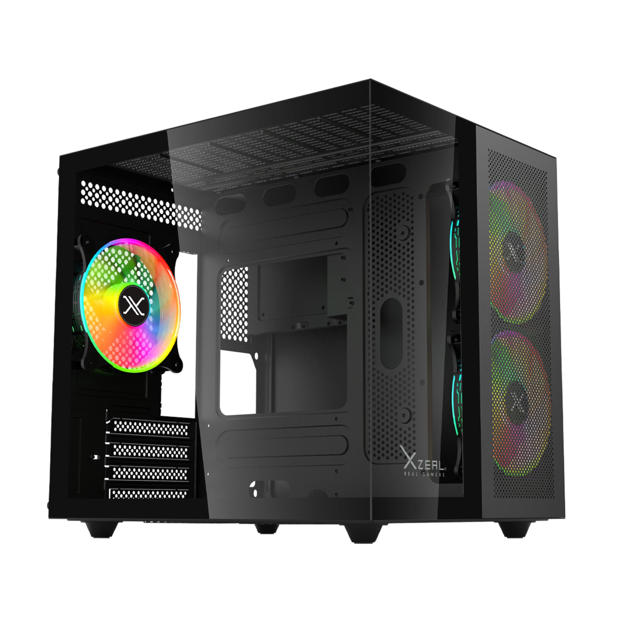 XZEAL Gabinete Gamer Cubo, Ventana Cristal, 2X Vent Frontales, 1x Vent Trasero 120mm, Negro Vidrio Templado Color Claro RGB Dispositivos compatibles Motherboard, CPU_0 XZEAL Gabinete Gamer Cubo, Ventana Cristal, 2X Vent Frontales, 1x Vent Trasero 120mm, Negro Vidrio Templado Color Claro RGB Dispositivos compatibles Motherboard, CPU_0