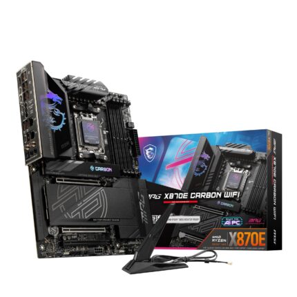MSI MPG X870E Carbon WiFi - Placa base para juegos (procesadores AMD Ryzen serie 9000/8000/7000, AM5, DDR5, PCIe 5.0, M.2 Gen5, SATA 6Gb/s, USB 40Gbps, HDMI, Wi-Fi 7, Bluetooth 5.4, LAN de 5Gbps, ATX)_0