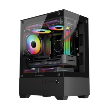 Balam Rush Nitrox Gabinete Gamer Compact Mini Torre Glow Crystal 4700C, Panel de Cristal, 3 Ventiladores ARGB 120mm, USB 3.0, M-ATX, Negro_0