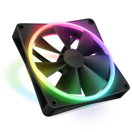 NZXT F140 RGB Duo - 140mm Dual-Sided RGB Fan â 20 Individually Addressable LED â Balanced Airflow and Static Pressure â Fluid Dynamic Bearing â PWM Control â Anti-Vibration Rubber Corners â Black_0