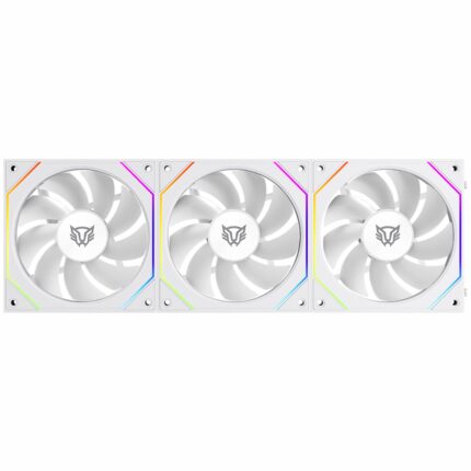 BALAM RUSH Kit 3 Ventiladores Gamer EOLOX LINK EXL95 120mm ARGB DiseÃ±o Cuadrado Daisy-Chain PWM 4 pin + Aura 1800RPM Blanco BR-942096_0