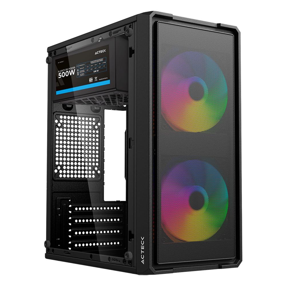 Acteck Doom Ultra Mesh GI750M Gabinete Mini Torre Negro, Panel Lateral de Cristal, Frente Mesh, 2 Ventiladores FRGB 120mm, Fuente 500W ATX, 4 Puertos USB 2.0, Compatible con M-ATX_0 Acteck Doom Ultra Mesh GI750M Gabinete Mini Torre Negro, Panel Lateral de Cristal, Frente Mesh, 2 Ventiladores FRGB 120mm, Fuente 500W ATX, 4 Puertos USB 2.0, Compatible con M-ATX_0