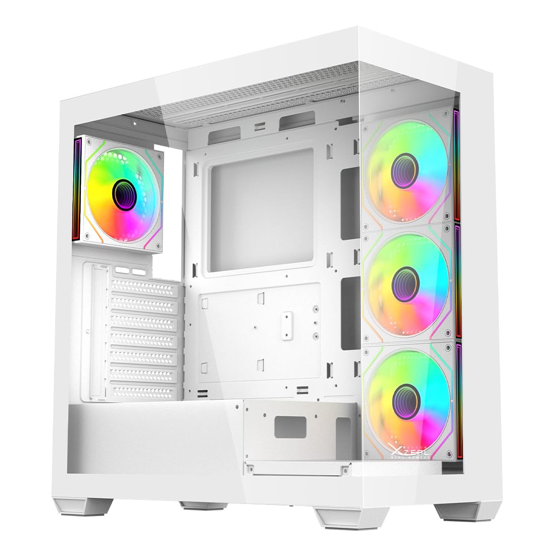 Gabinete Gamer Mid Tower Xzeal ATX Panel Der. Vidrio + Metal 2xUSB1.0 + 1xUSD3.0 + 3.5 mm + 4 ARGB Fans + 1 HUB Blanco_0 Gabinete Gamer Mid Tower Xzeal ATX Panel Der. Vidrio + Metal 2xUSB1.0 + 1xUSD3.0 + 3.5 mm + 4 ARGB Fans + 1 HUB Blanco_0