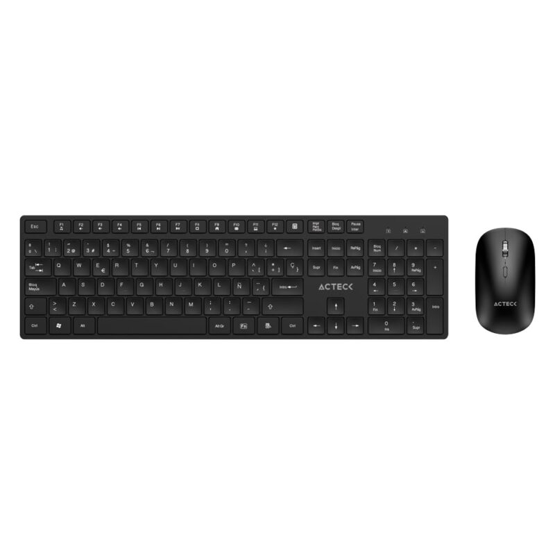 Acteck Creator Vantage Aero MK555 Combo 2 en 1, Teclado ErgonÃ³mico 100% con Teclas Chiclet ABS Low Profile, Mouse Ãptico 1600 dpi, Dongle 2.4 GHz, Negro_0