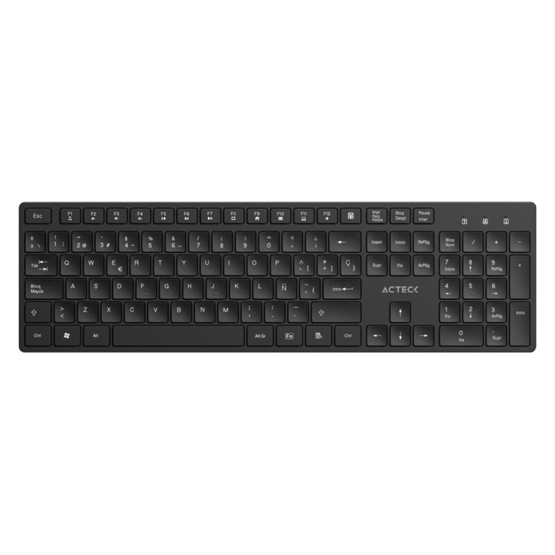Acteck Vantage Aero TI555 Teclado InalÃ¡mbrico, Dongle 2.4 GHz, 100%, Teclas Chiclet Keys ABS Low Profile, Membrana, Teclas Silenciosas, 1 BaterÃ­a AA, Negro_0