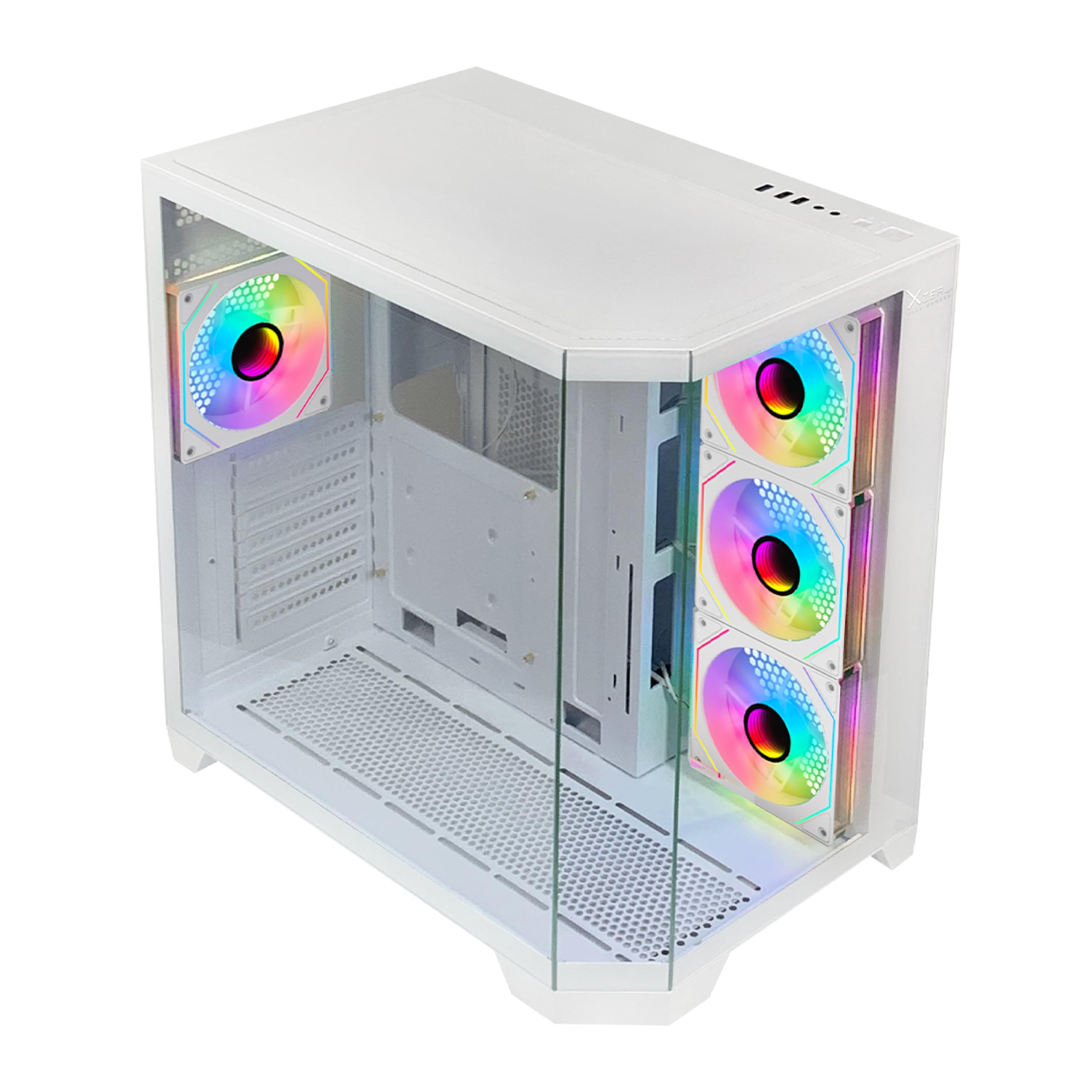 Gabinete Gamer Mid Tower ATX Blanco Panel de Vidrio Templado + 4 Ventiladores 120mm RGB Compatibilidad con Enfriamento Liquido Xzeal_0 Gabinete Gamer Mid Tower ATX Blanco Panel de Vidrio Templado + 4 Ventiladores 120mm RGB Compatibilidad con Enfriamento Liquido Xzeal_0